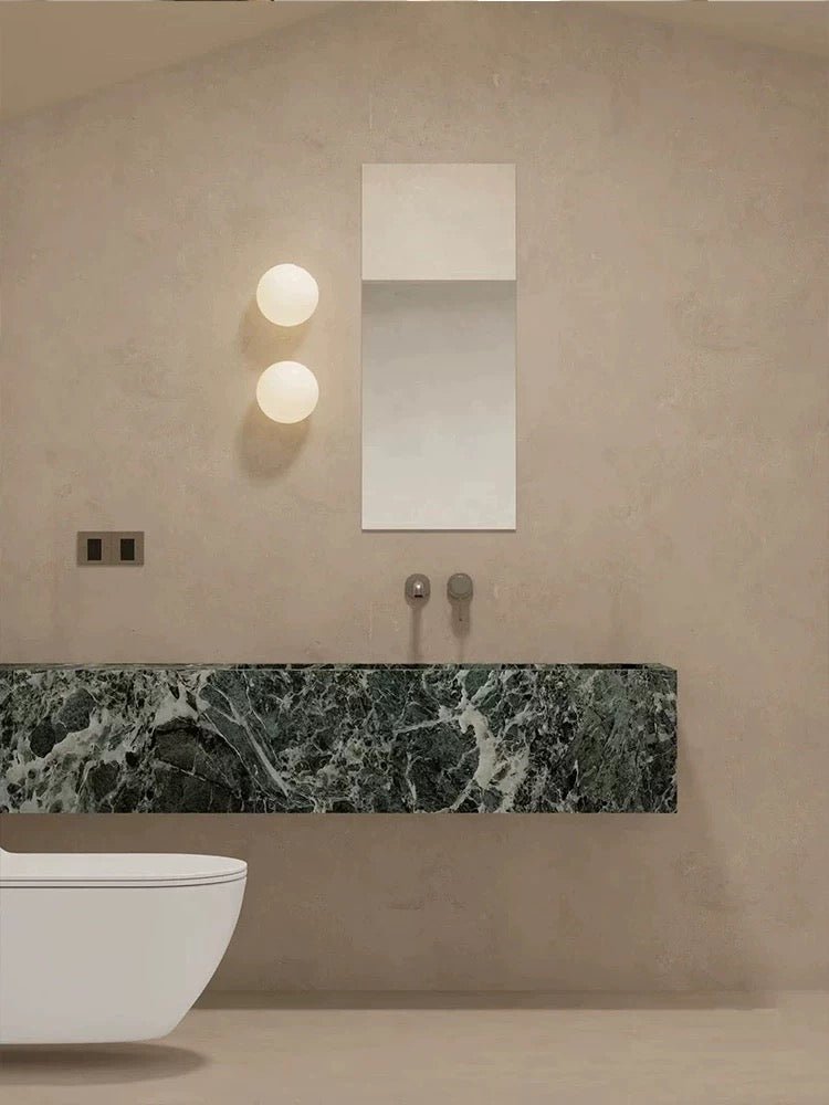 Round Frosted Glass Wall Light, Single-LED Globe Fixture, Metal Base