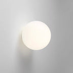 Round Frosted Glass Wall Light, Single-LED Globe Fixture, Metal Base