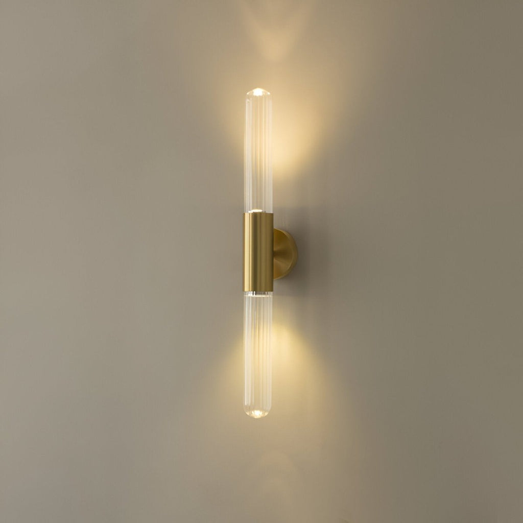 Aplique de Parede em Latão Antigo com Cúpula de Vidro Ondulado, Luz LED