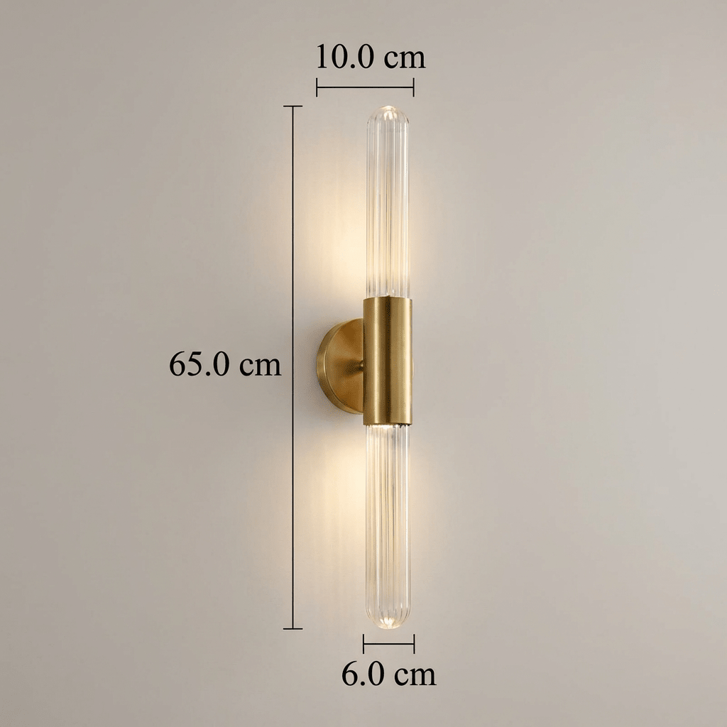 Aplique de Parede em Latão Antigo com Cúpula de Vidro Ondulado, Luz LED