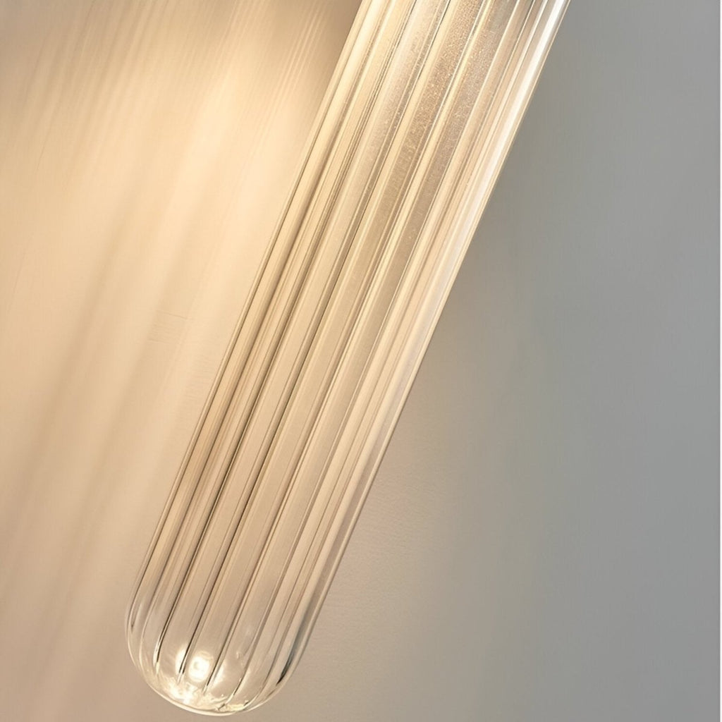 Aplique de Parede em Latão Antigo com Cúpula de Vidro Ondulado, Luz LED