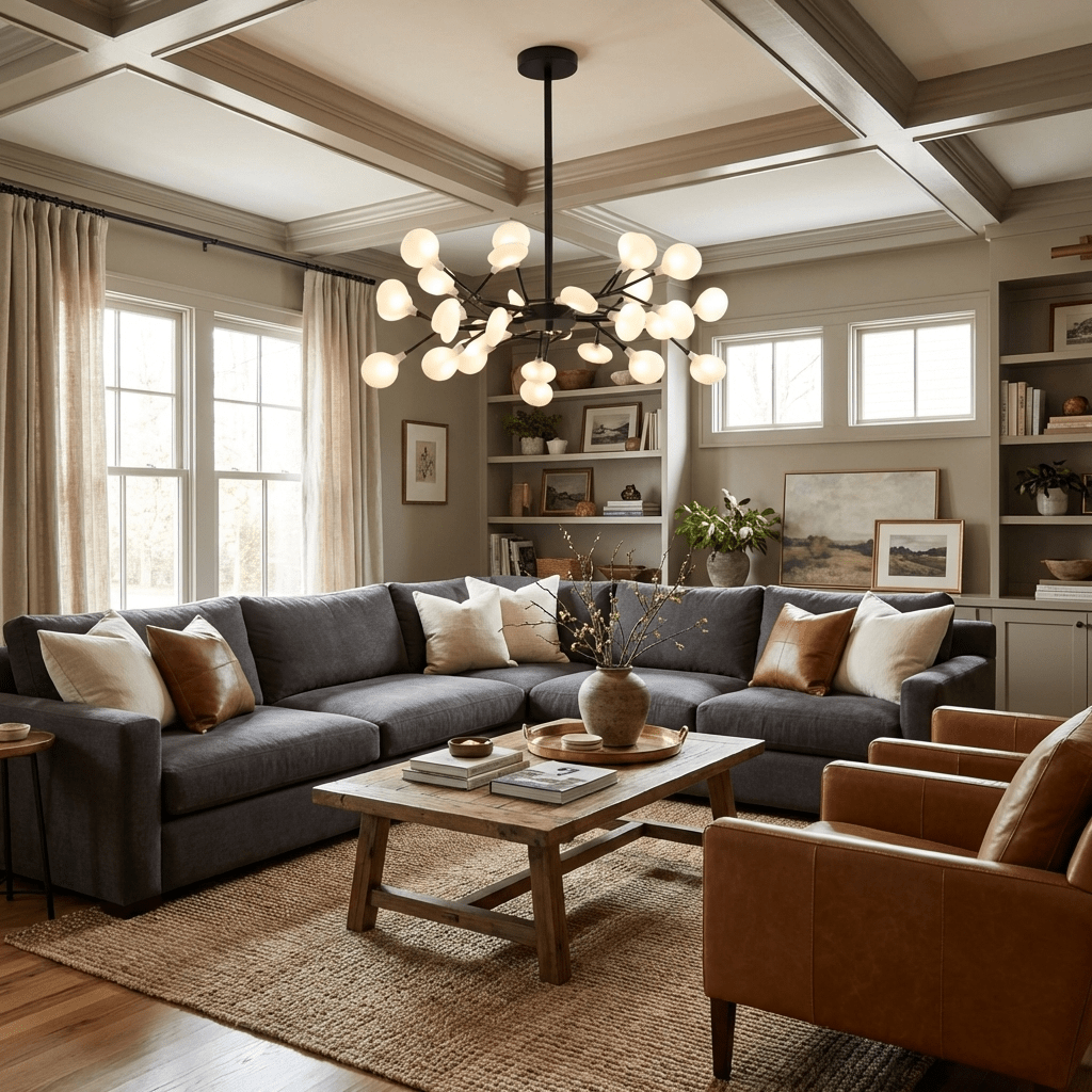 Firefly sputnik chandelier with arms radiating outward