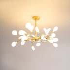 Chandelier, Firefly Sputnik, Translucent Glass Leaves, G4 LED, Dimmable
