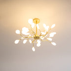 Chandelier, Firefly Sputnik, Translucent Glass Leaves, G4 LED, Dimmable