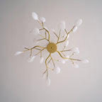 Chandelier, Firefly Sputnik, Translucent Glass Leaves, G4 LED, Dimmable