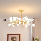 Chandelier, Firefly Sputnik, Translucent Glass Leaves, G4 LED, Dimmable