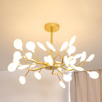 Chandelier, Firefly Sputnik, Translucent Glass Leaves, G4 LED, Dimmable