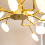 Chandelier, Firefly Sputnik, Translucent Glass Leaves, G4 LED, Dimmable
