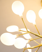 Chandelier, Firefly Sputnik, Translucent Glass Leaves, G4 LED, Dimmable