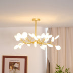 Chandelier, Firefly Sputnik, Translucent Glass Leaves, G4 LED, Dimmable