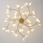 Chandelier, Firefly Sputnik, Translucent Glass Leaves, G4 LED, Dimmable