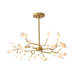 Chandelier, Firefly Sputnik, Translucent Glass Leaves, G4 LED, Dimmable