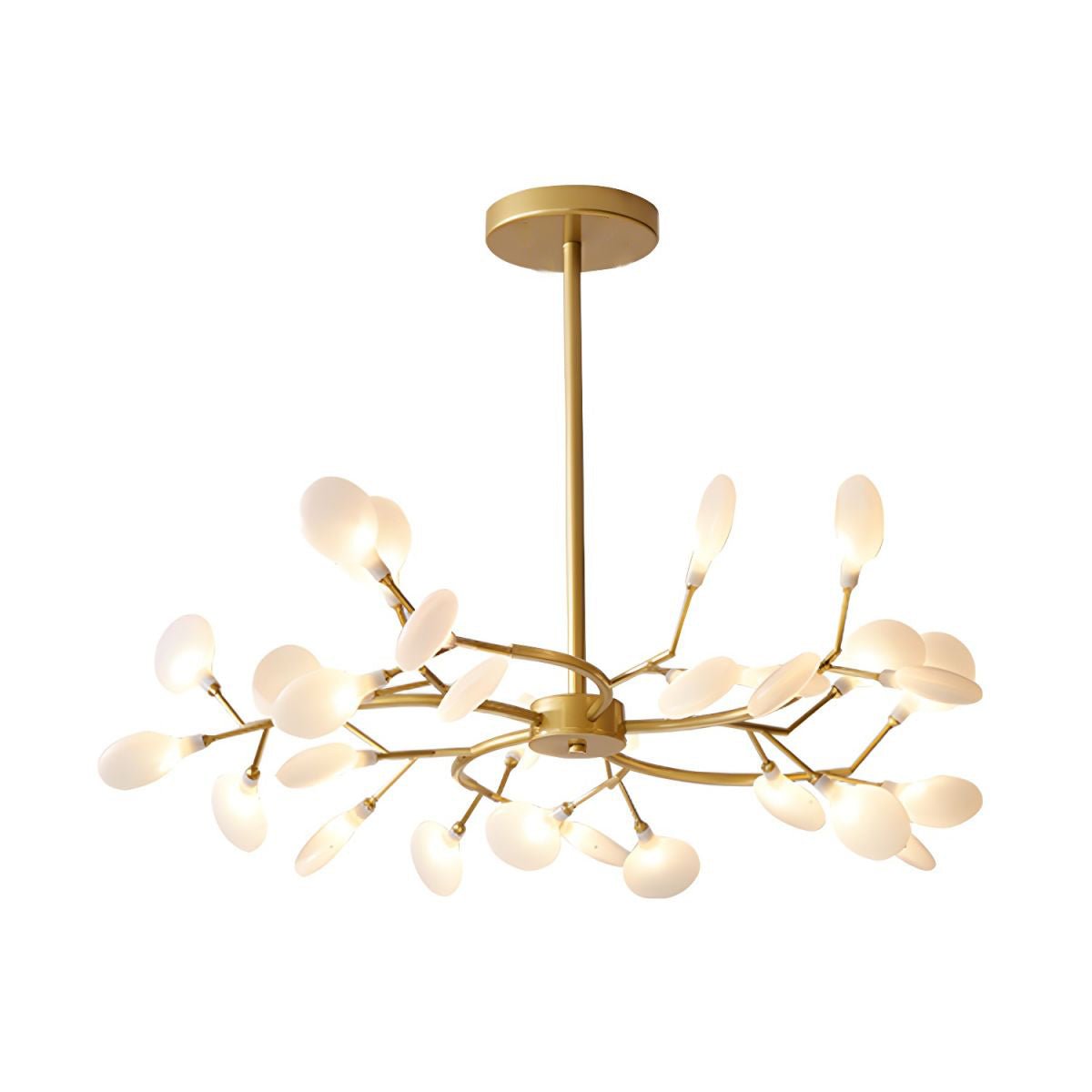 Chandelier, Firefly Sputnik, Translucent Glass Leaves, G4 LED, Dimmable