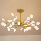 Chandelier, Firefly Sputnik, Translucent Glass Leaves, G4 LED, Dimmable