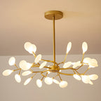 Chandelier, Firefly Sputnik, Translucent Glass Leaves, G4 LED, Dimmable