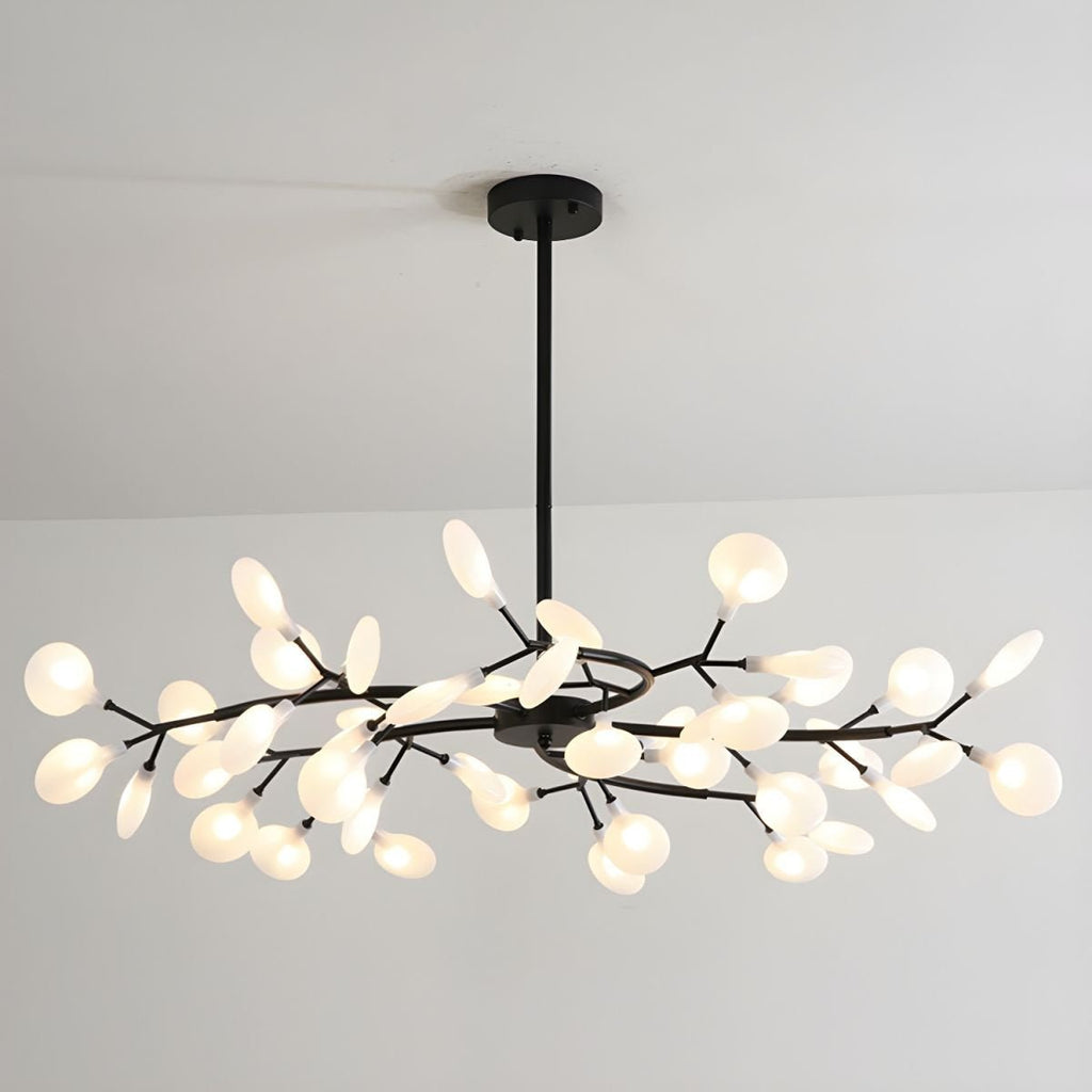 Chandelier, Firefly Sputnik, Translucent Glass Leaves, G4 LED, Dimmable