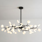 Chandelier, Firefly Sputnik, Translucent Glass Leaves, G4 LED, Dimmable