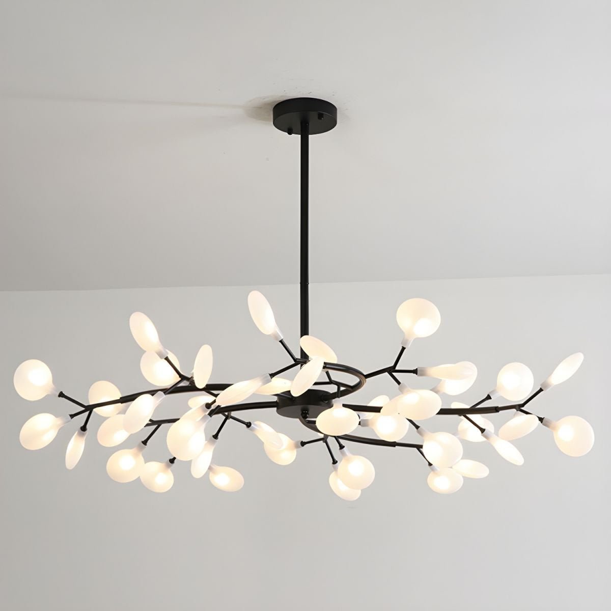 Chandelier, Firefly Sputnik, Translucent Glass Leaves, G4 LED, Dimmable