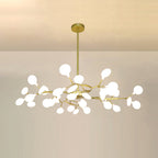 Chandelier, Firefly Sputnik, Translucent Glass Leaves, G4 LED, Dimmable
