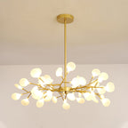 Chandelier, Firefly Sputnik, Translucent Glass Leaves, G4 LED, Dimmable