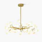 Chandelier, Firefly Sputnik, Translucent Glass Leaves, G4 LED, Dimmable