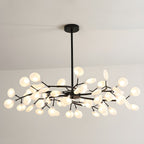 Chandelier, Firefly Sputnik, Translucent Glass Leaves, G4 LED, Dimmable