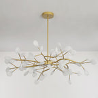 Chandelier, Firefly Sputnik, Translucent Glass Leaves, G4 LED, Dimmable