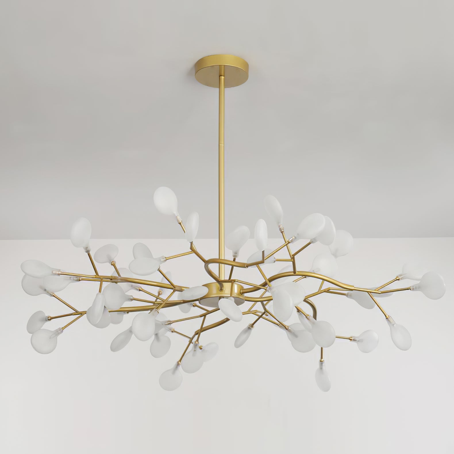 Chandelier, Firefly Sputnik, Translucent Glass Leaves, G4 LED, Dimmable
