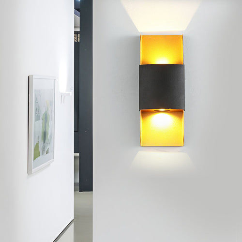 Applique murale extérieure en aluminium, LED COB blanc chaud, abat-jour en verre, 4 finitions
