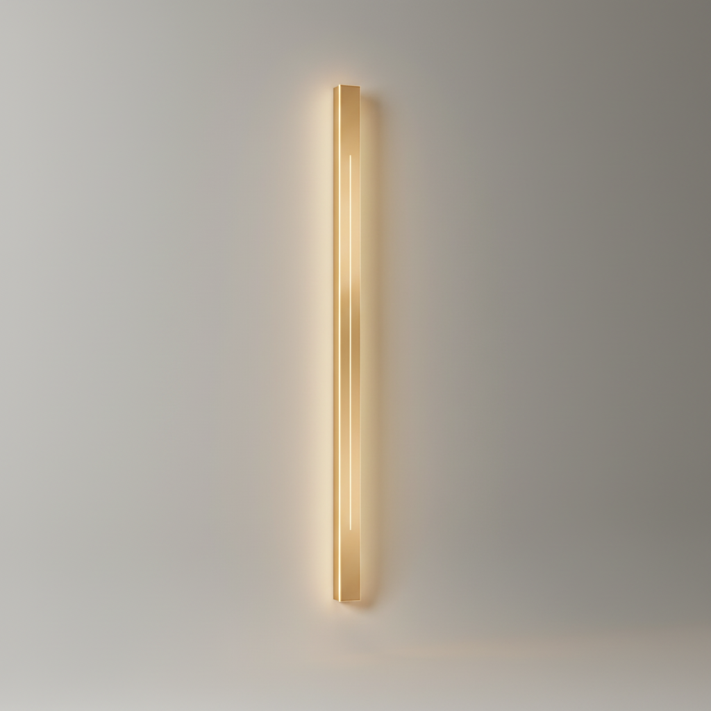 Væglampe med LED-bagbelysning i sort og guld, varm stemningsbelysning