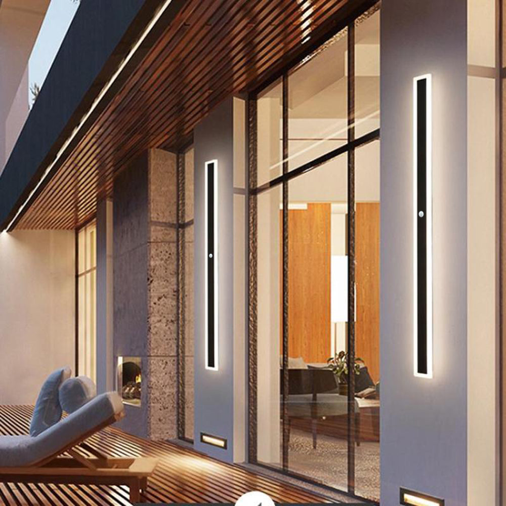 Linear Acrylic Wall Lamp for Outdoor Use, Matte Black and White