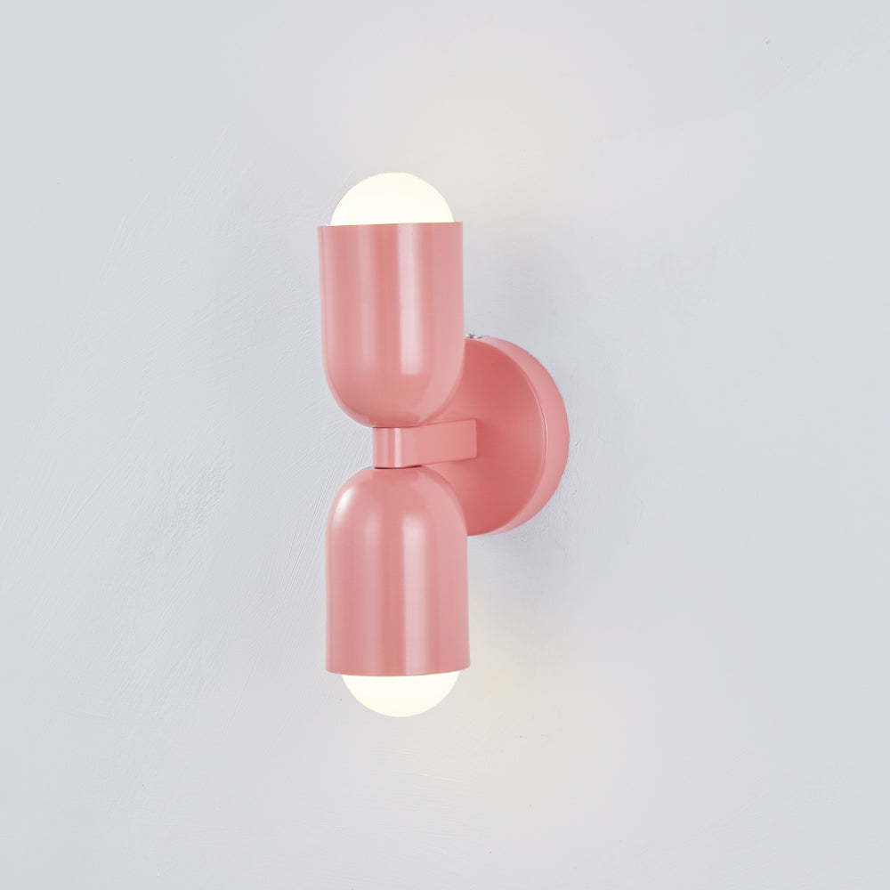 Double-Headed Wall Light, Colorful Painted Metal Shades, E26 LED Included
