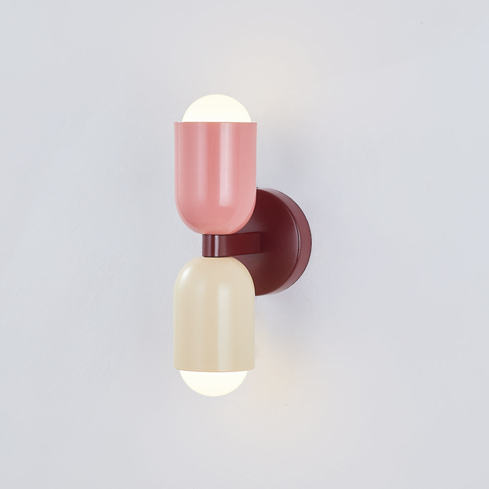 Double-Headed Wall Light, Colorful Painted Metal Shades, E26 LED Included