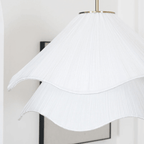 Taklampe med stoffskjerm, varm LED-omgivelsesbelysning for soverom