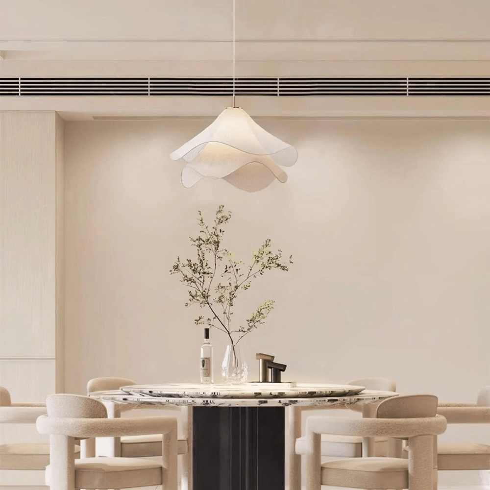 Taklampe med stoffskjerm, varm LED-omgivelsesbelysning for soverom