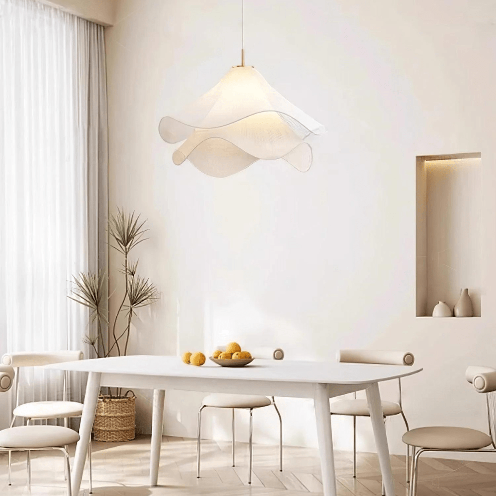 Taklampe med stoffskjerm, varm LED-omgivelsesbelysning for soverom
