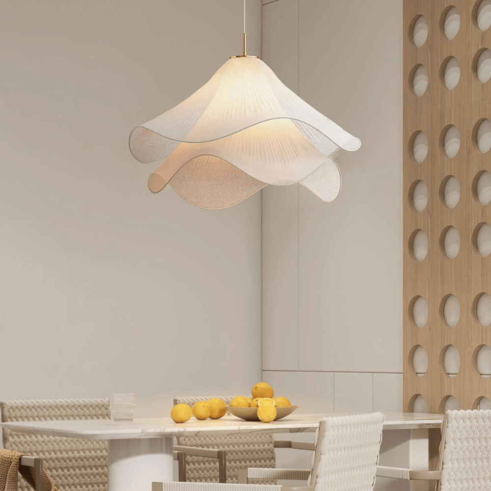 Taklampe med stoffskjerm, varm LED-omgivelsesbelysning for soverom