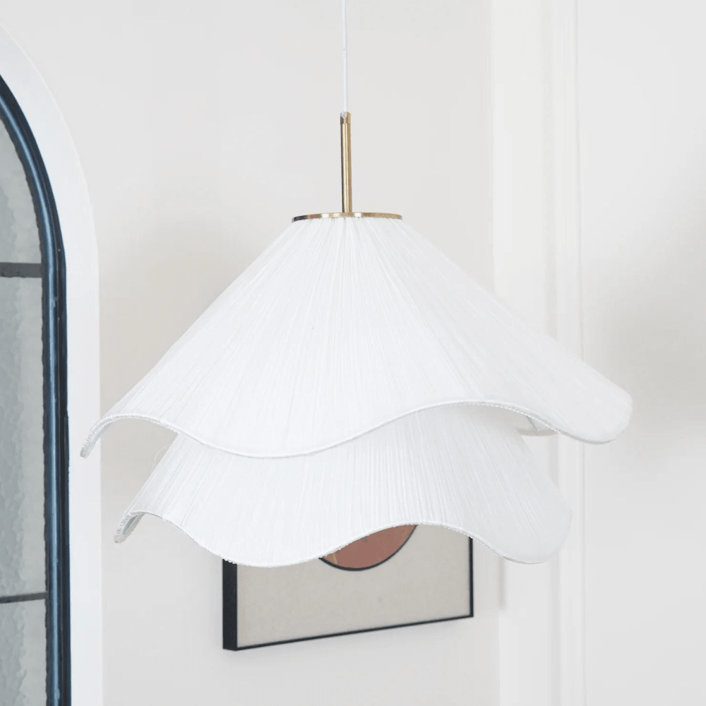 Taklampe med stoffskjerm, varm LED-omgivelsesbelysning for soverom