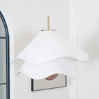Taklampe med stoffskjerm, varm LED-omgivelsesbelysning for soverom