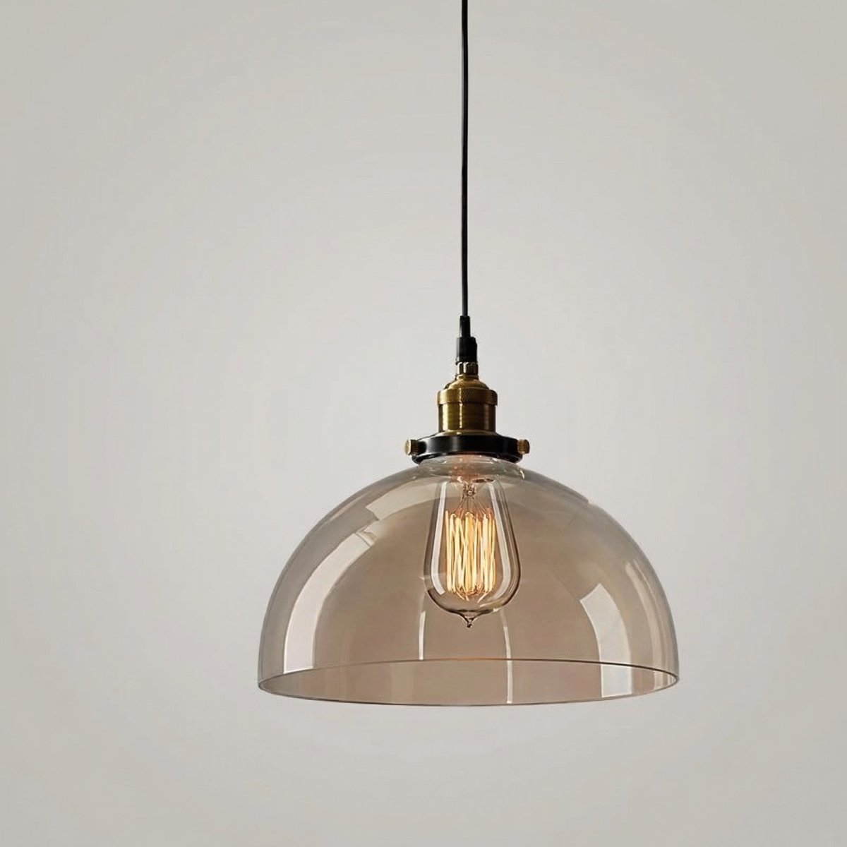 Stor glasskuppel pendellampe, vintage industriell kjøkkenlampe