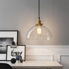 Stor glasskuppel pendellampe, vintage industriell kjøkkenlampe