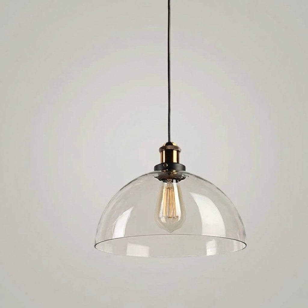 Stor glasskuppel pendellampe, vintage industriell kjøkkenlampe