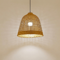 Bamboo Bell Pendant Light, Boho-Style Handwoven Shade, 40cm Ceiling Lamp
