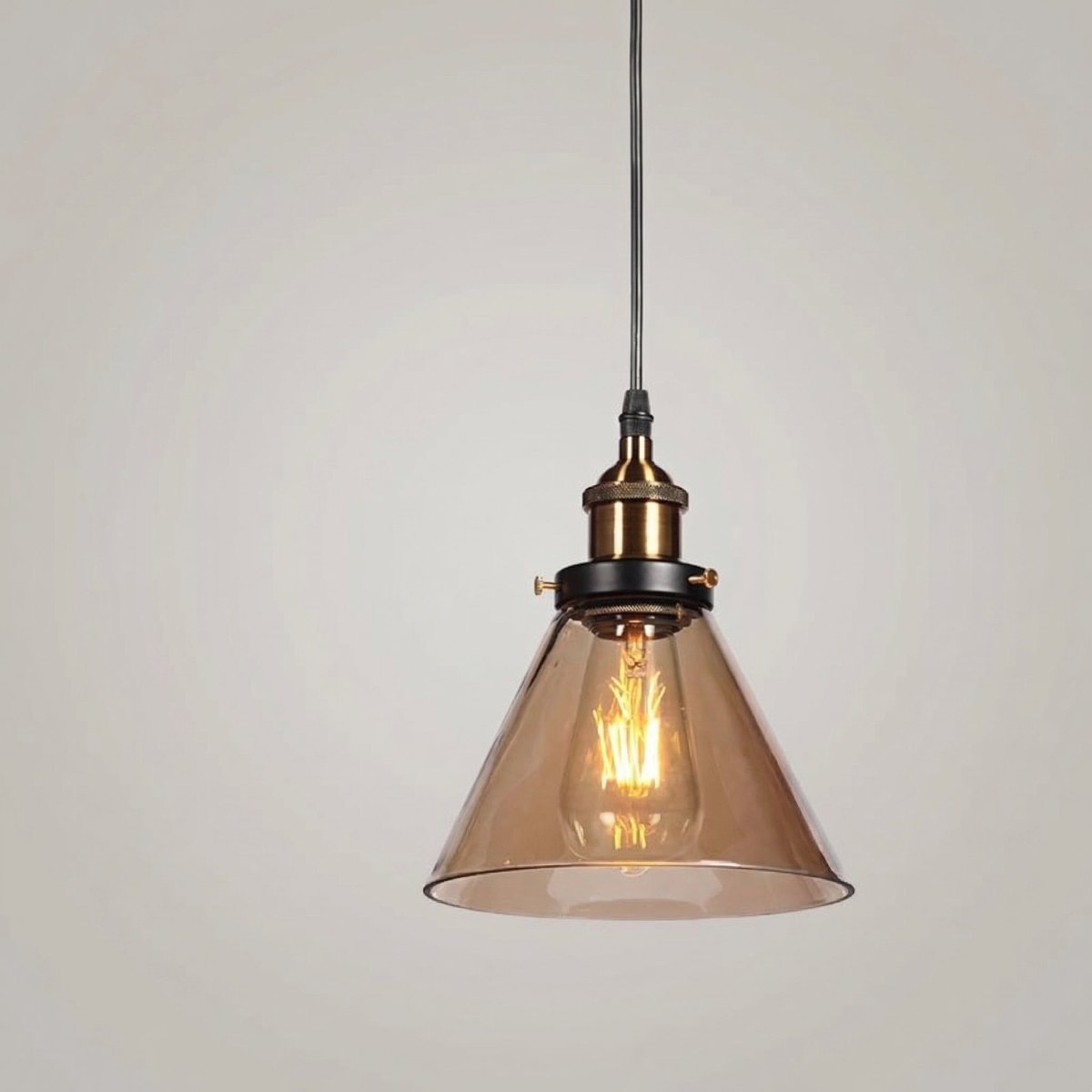Clear Glass Pendant Light, Vintage Metal Fixture, Industrial Loft Style