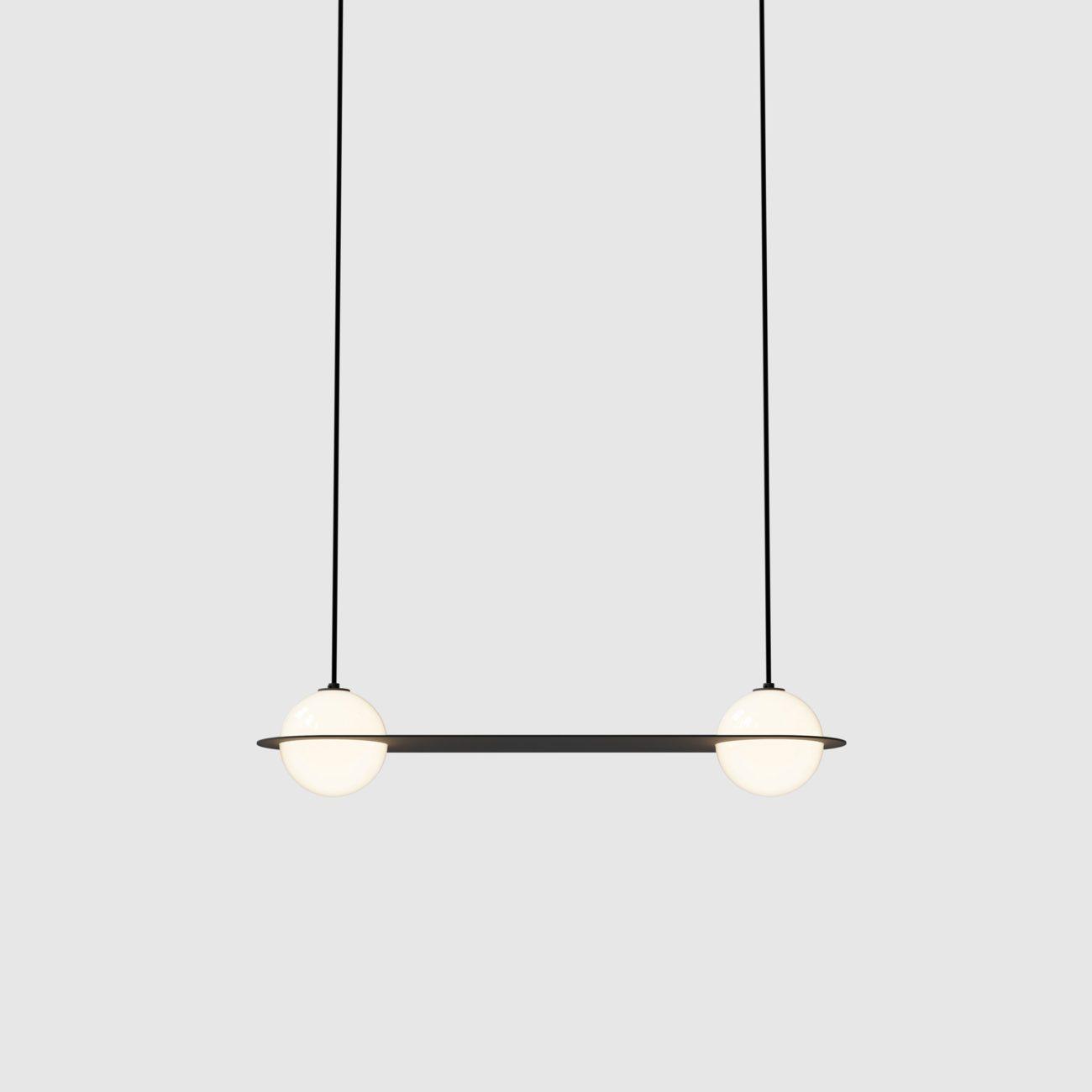 Black and White Glass Pendant Light, Adjustable Height, E26/E27 Base