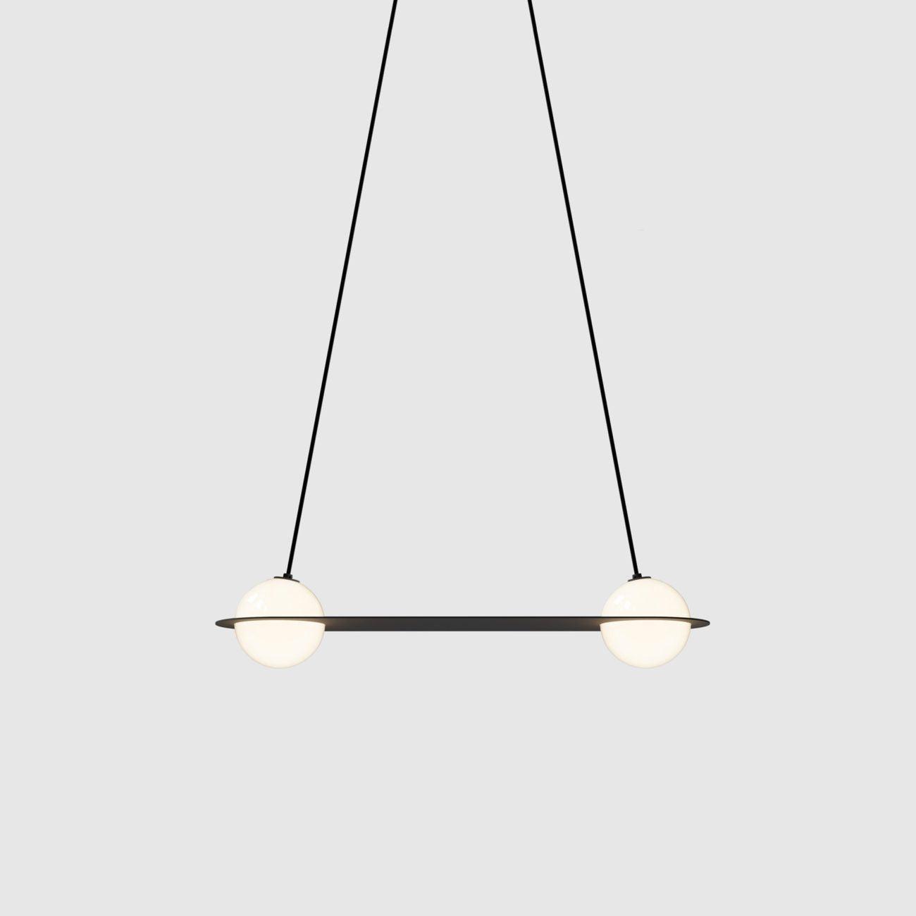 Black and White Glass Pendant Light, Adjustable Height, E26/E27 Base