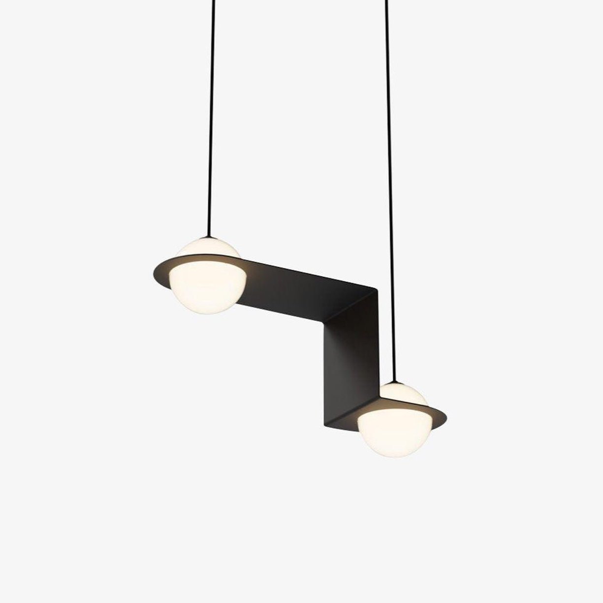 Black and White Glass Pendant Light, Adjustable Height, E26/E27 Base