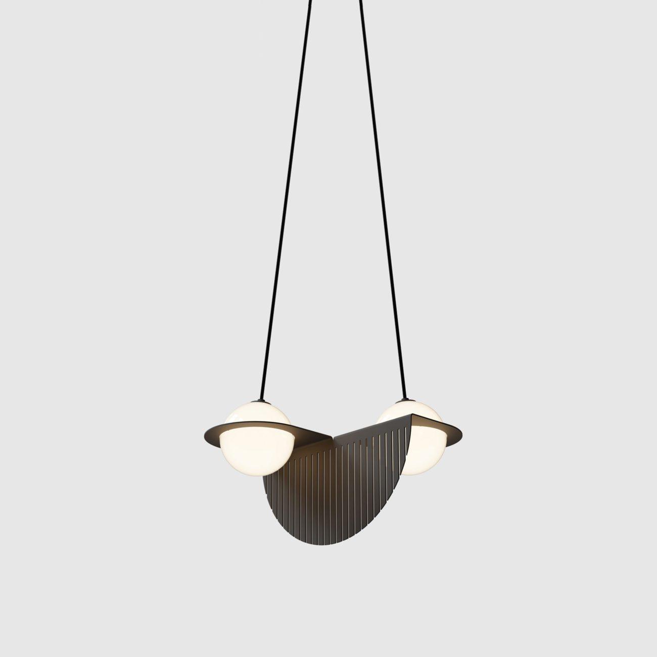 Black and White Glass Pendant Light, Adjustable Height, E26/E27 Base