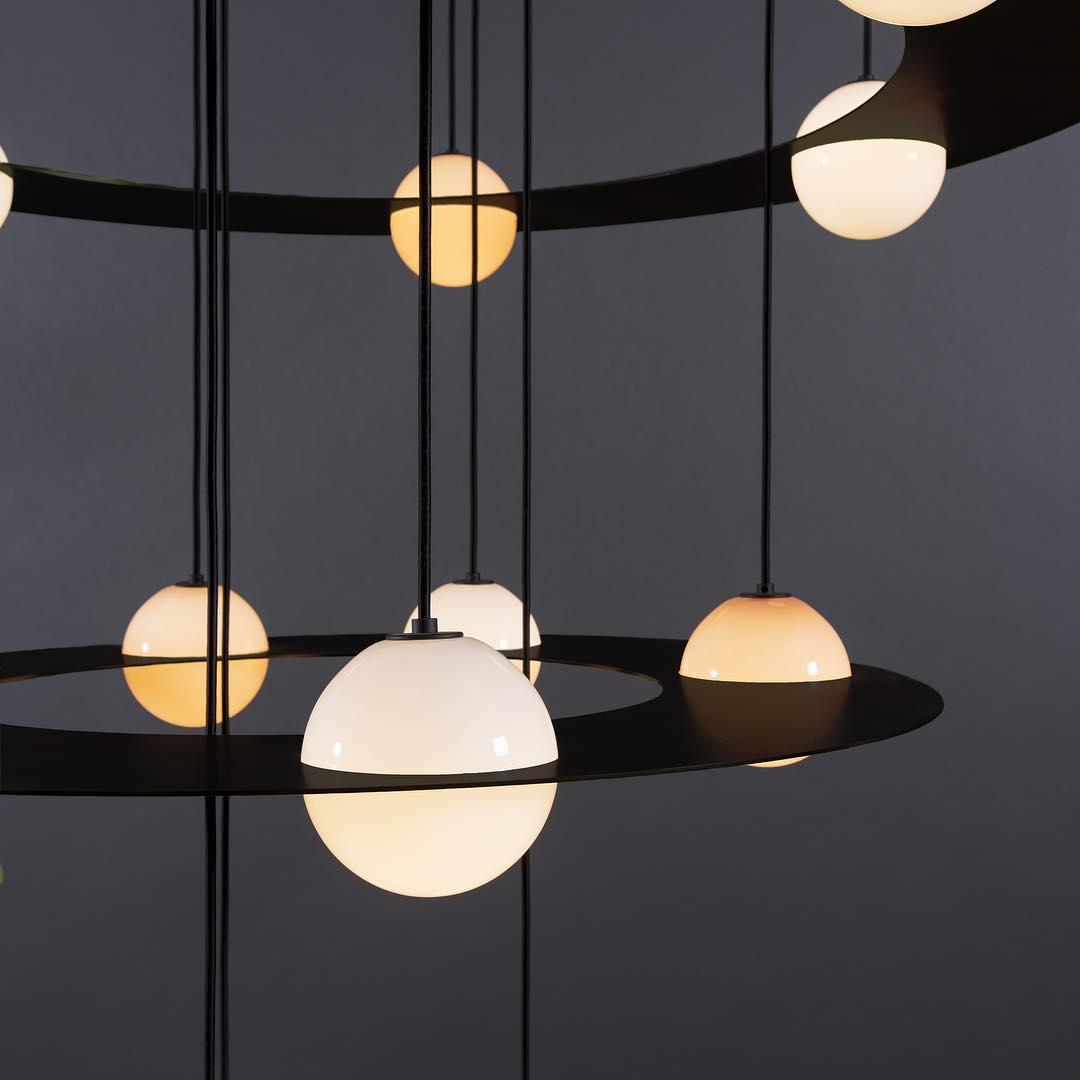 Black and White Glass Pendant Light, Adjustable Height, E26/E27 Base