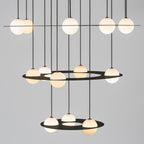 Black and White Glass Pendant Light, Adjustable Height, E26/E27 Base